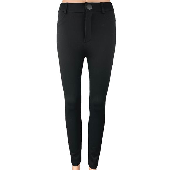 Zara Women's Black Skinny Leg Slim Fit Mid Rise Trousers Leggings Pants Size S - Picture 1 of 4